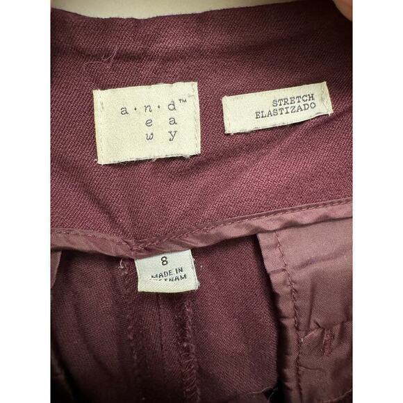 A New Day Burgundy Cotton Cropped Pants Size 8 - Picture 3 of 5
